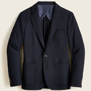 Slim-fit knit suit jacket in wool-cotton blend